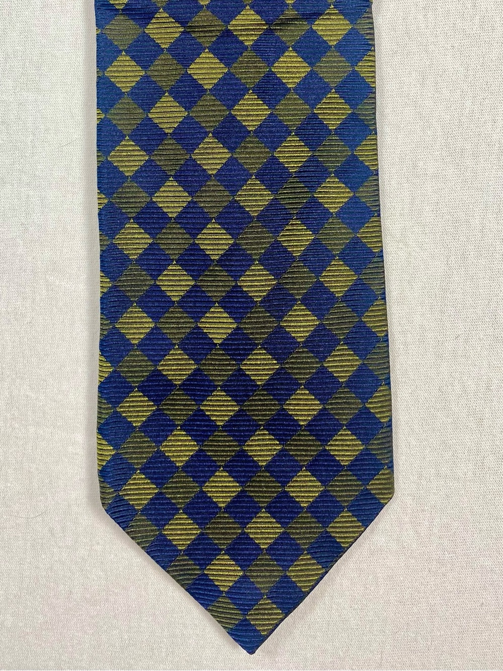 Vintage Brooks Brothers Makers All Silk Argyle Geometric Tie Navy Olive Gold